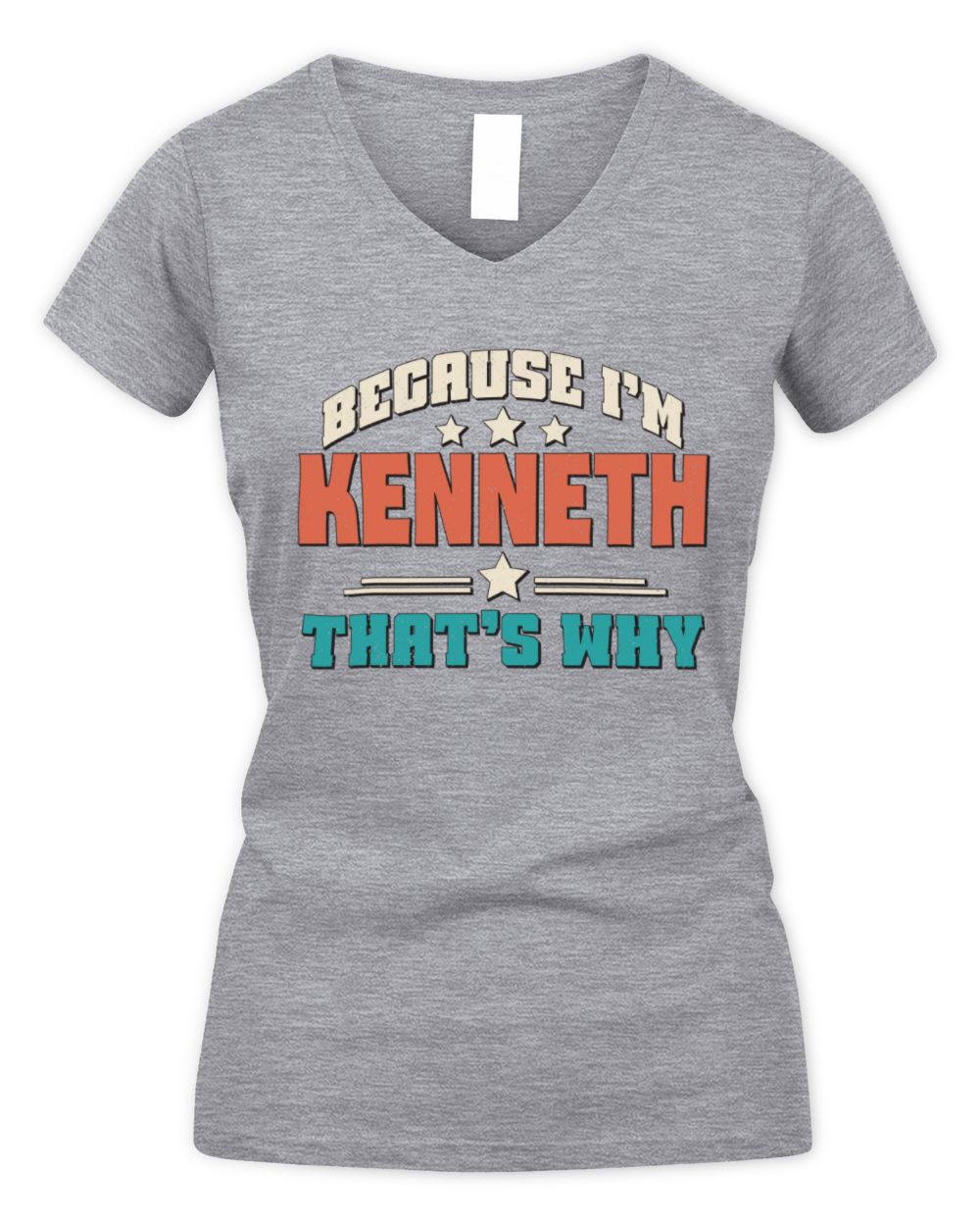 Because I'm Name That's Why Personalized Retro Shirt KENNETH-49 / Women's V-Neck T-Shirt / sport grey