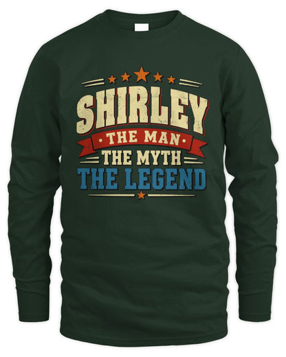 The Man The Myth The Legend Ribbon Vintage T-Shirt SHIRLEY M1-56 / Men's Long Sleeved T-Shirt / forest green