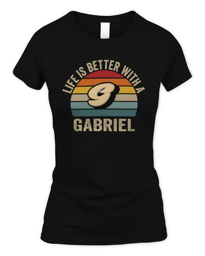 Life Is Better with Name Vintage Sun Shirt GABRIEL M1-50 / Women's Standard T-Shirt / black
