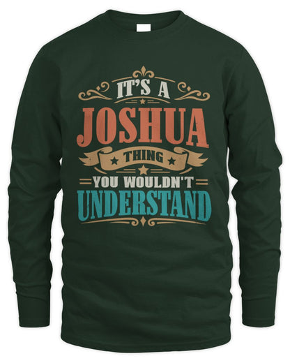It’s a Name Thing Personalized Retro T-Shirt JOSHUA M1-47 / Men's Long Sleeved T-Shirt / forest green