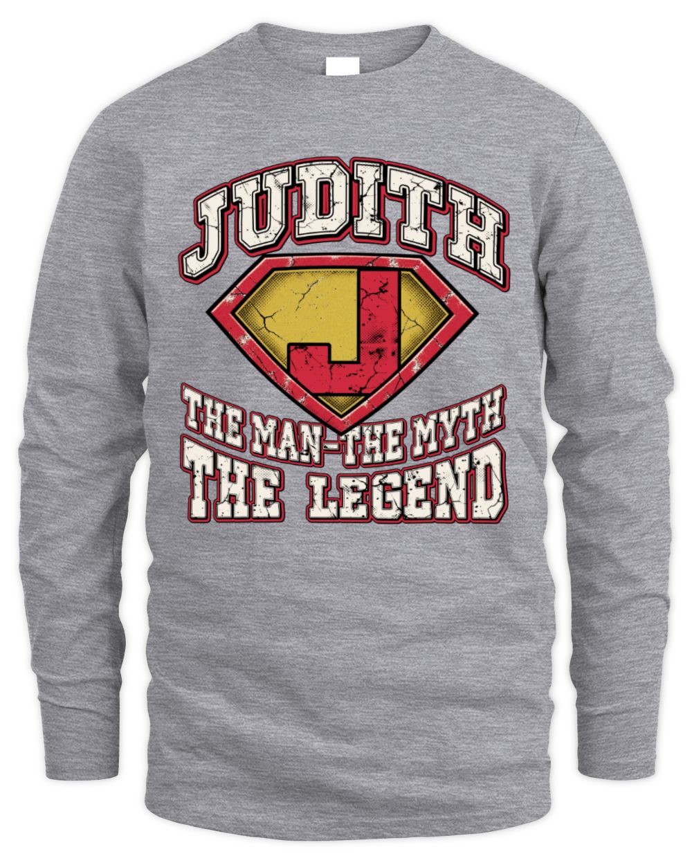 The Man The Myth The Legend Superman Graphic T-Shirt JUDITH M1-74 / Men's Long Sleeved T-Shirt / sport grey