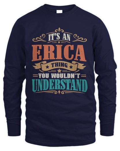 It’s a Name Thing Personalized Retro T-Shirt ERICA M1-47 / Men's Long Sleeved T-Shirt / navy