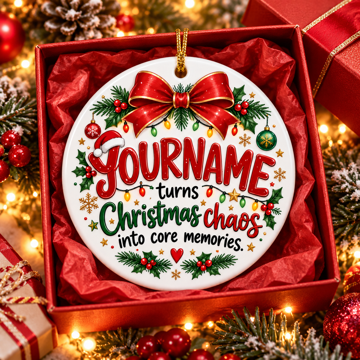 Turns Christmas Chaos Into Core Memories - Personalized Ceramic Ornament