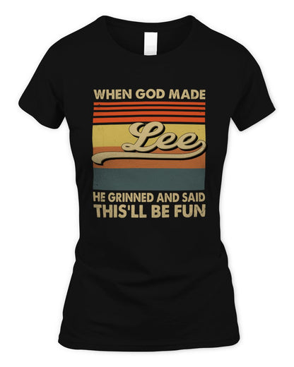 When God Made Your Name He Grinned Vintage T-Shirt LEE M1-55 / Women's Standard T-Shirt / black