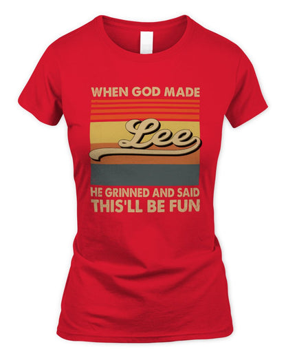 When God Made Your Name He Grinned Vintage T-Shirt LEE M1-55 / Women's Standard T-Shirt / red
