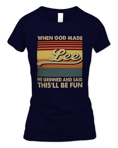 When God Made Your Name He Grinned Vintage T-Shirt LEE M1-55 / Women's Standard T-Shirt / navy