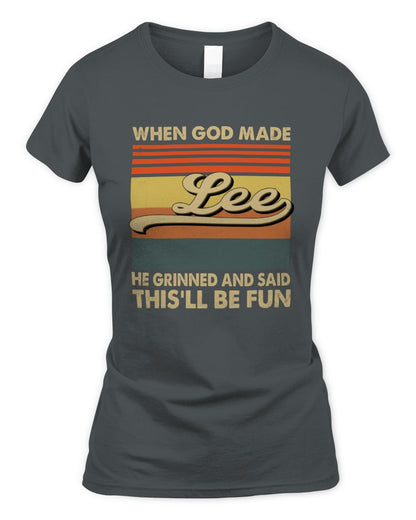 When God Made Your Name He Grinned Vintage T-Shirt LEE M1-55 / Women's Standard T-Shirt / charcoal