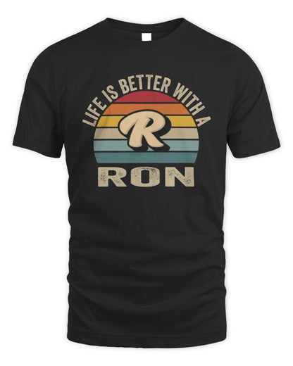 Life Is Better with Name Vintage Sun Shirt RON M1-50 / Unisex Standard T-Shirt / black