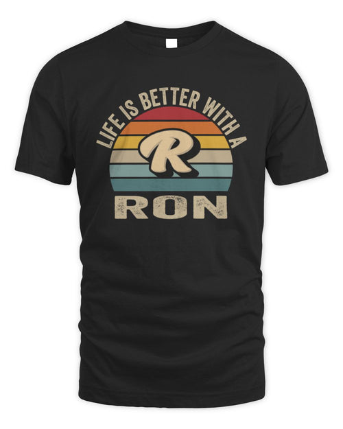 Life Is Better with Name Vintage Sun Shirt RON M1-50 / Unisex Standard T-Shirt / black