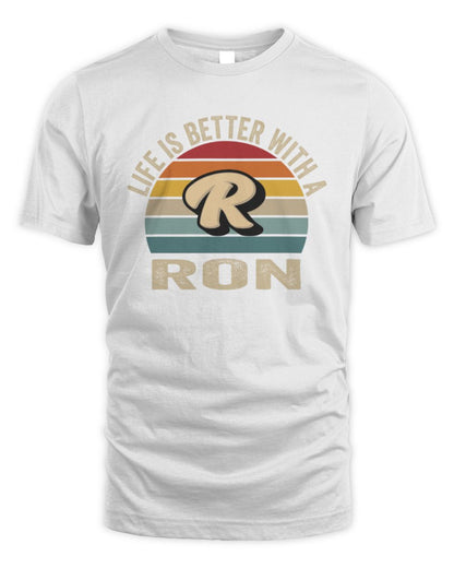 Life Is Better with Name Vintage Sun Shirt RON M1-50 / Unisex Standard T-Shirt / white