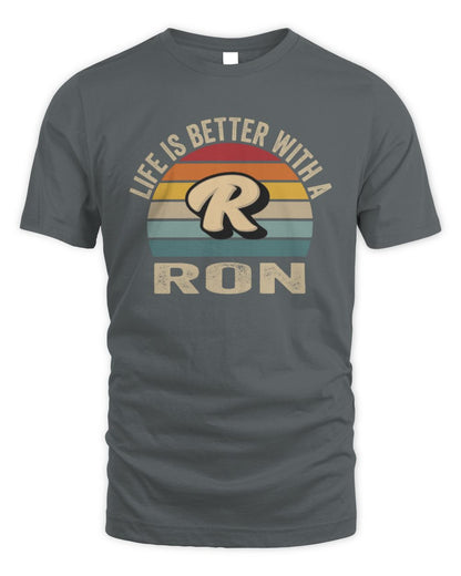 Life Is Better with Name Vintage Sun Shirt RON M1-50 / Unisex Standard T-Shirt / charcoal