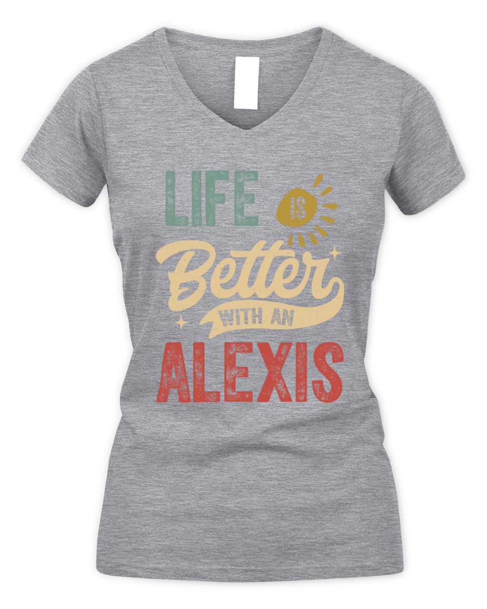 Life Is Better With a Name Personalized Retro T-Shirt ALEXIS-48 / Women's V-Neck T-Shirt / sport grey