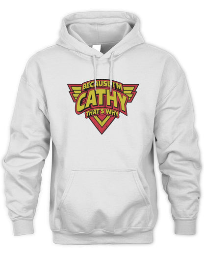 Because I'm Name That's Why Red and Yellow Logo Graphic T-Shirt CATHY M1-75 / Unisex Hoodie / white