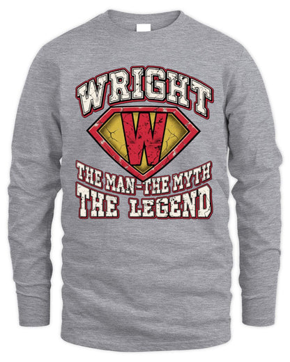 The Man The Myth The Legend Superman Graphic T-Shirt WRIGHT M1-74 / Men's Long Sleeved T-Shirt / sport grey