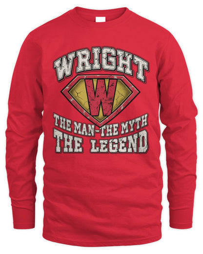 The Man The Myth The Legend Superman Graphic T-Shirt WRIGHT M1-74 / Men's Long Sleeved T-Shirt / red