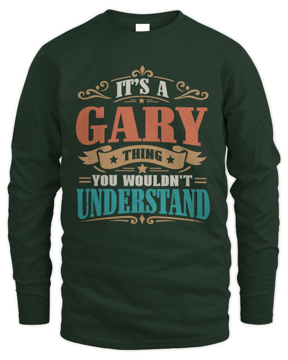 It’s a Name Thing Personalized Retro T-Shirt GARY M1-47 / Men's Long Sleeved T-Shirt / forest green