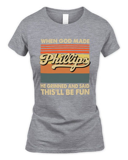 When God Made Your Name He Grinned Vintage T-Shirt PHILLIPS M1-55 / Women's Standard T-Shirt / sport grey