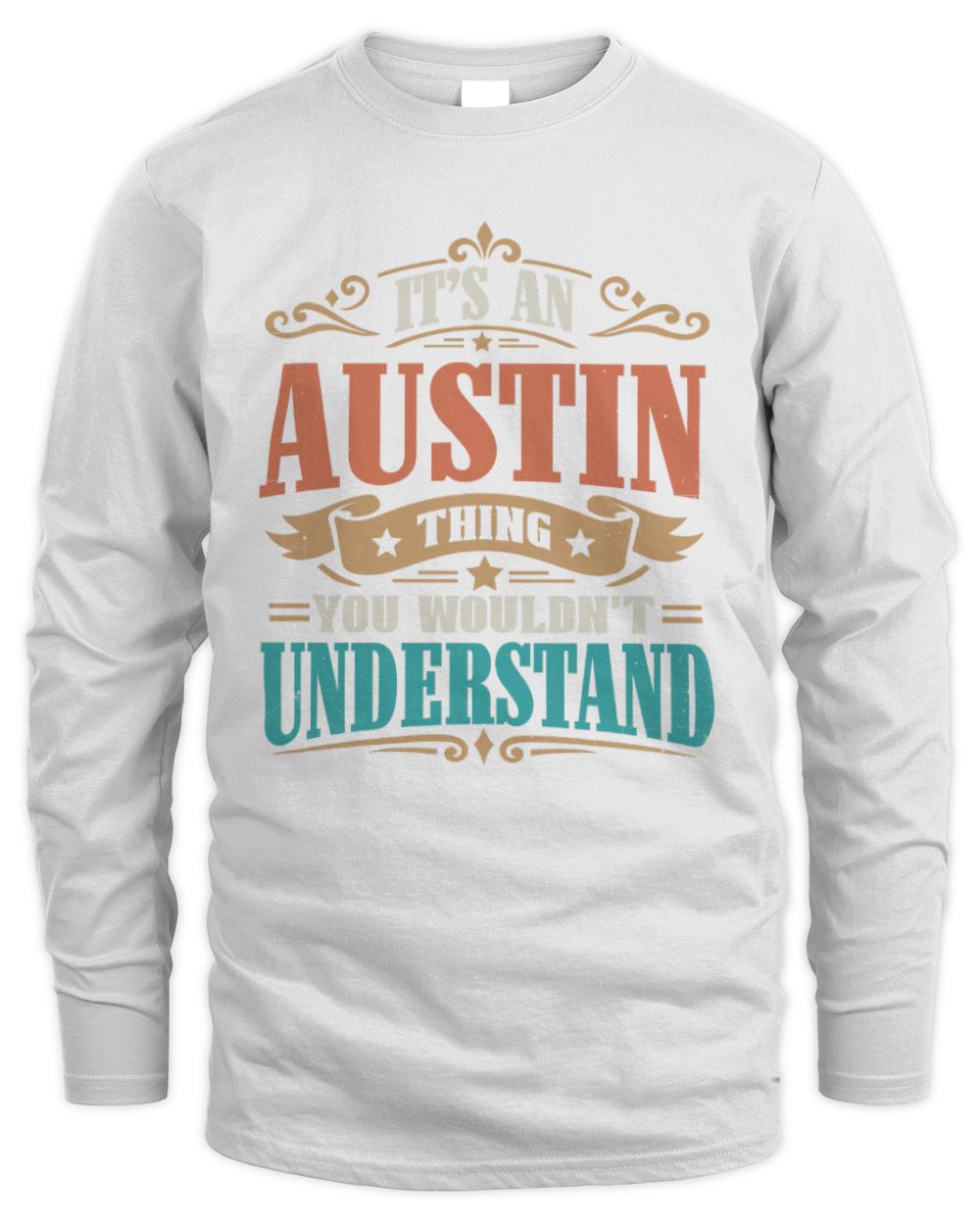 It’s a Name Thing Personalized Retro T-Shirt AUSTIN M1-47 / Men's Long Sleeved T-Shirt / white