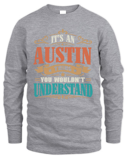 It’s a Name Thing Personalized Retro T-Shirt AUSTIN M1-47 / Men's Long Sleeved T-Shirt / sport grey