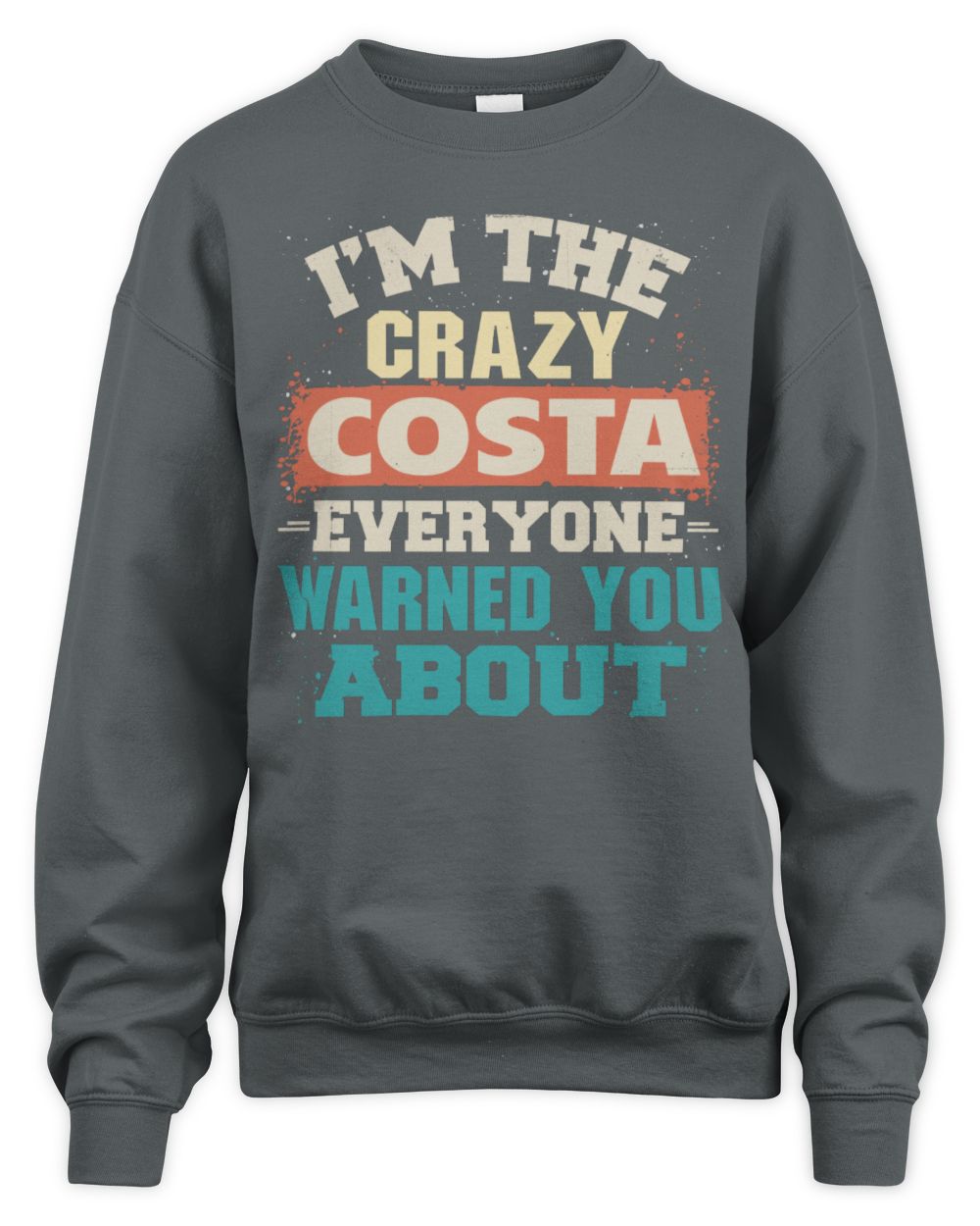 I'm the Crazy One Everyone Warned You About Retro Graphic T-Shirt COSTA M1-70 / Unisex Sweatshirt / charcoal