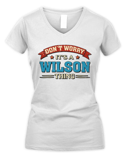 Don't Worry It's a Your Name Thing Funny Retro T-Shirt WILSON M1-57 / Women's V-Neck T-Shirt / white
