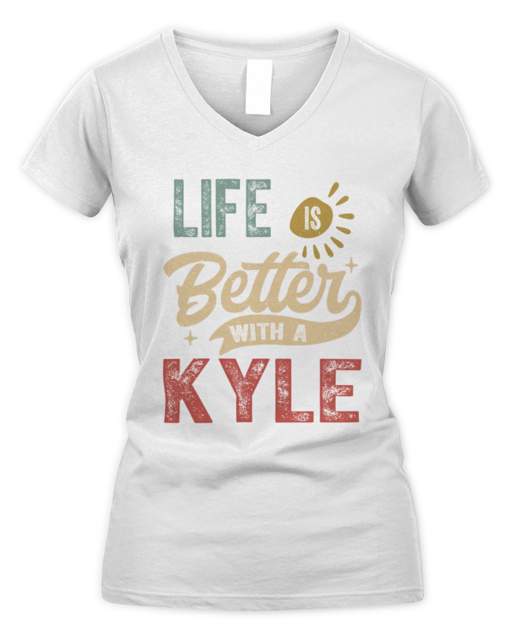 Life Is Better With a Name Personalized Retro T-Shirt KYLE-48 / Women's V-Neck T-Shirt / white