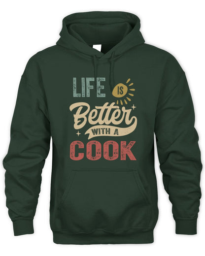 Life Is Better With a Name Personalized Retro T-Shirt COOK-48 / Unisex Hoodie / forest green