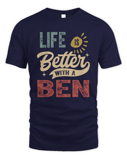 Life Is Better With a Name Personalized Retro T-Shirt BEN-48 / Unisex Standard T-Shirt / navy