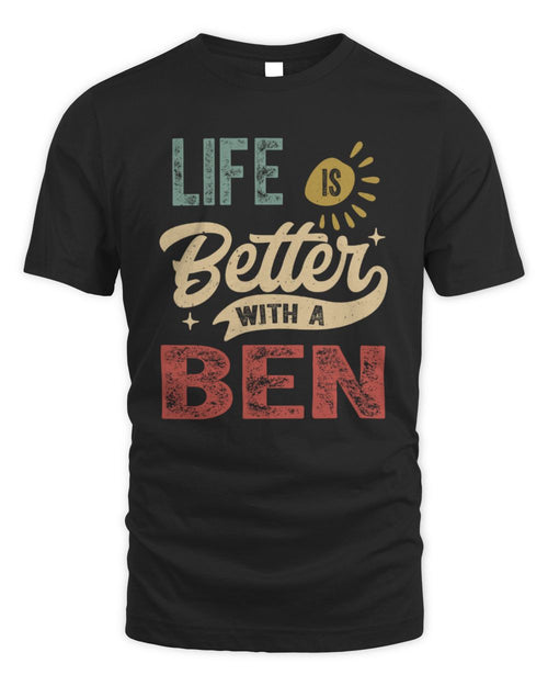 Life Is Better With a Name Personalized Retro T-Shirt BEN-48 / Unisex Standard T-Shirt / black