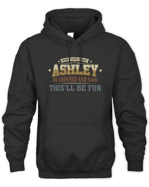 When God Made Your Name Funny Heritage T-Shirt ASHLEY M1-80 / Unisex Hoodie / black
