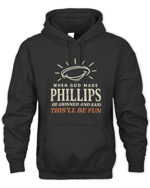 When God Made Your Name Funny Western T-Shirt T-Shirt PHILLIPS M1-S82 / Unisex Hoodie / black
