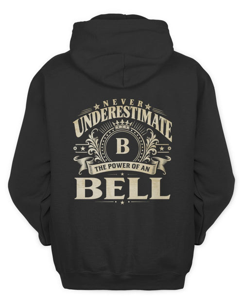 Never Underestimate Your Name Luxury Logo Shirt BELL M1-63 / Unisex Hoodie / black