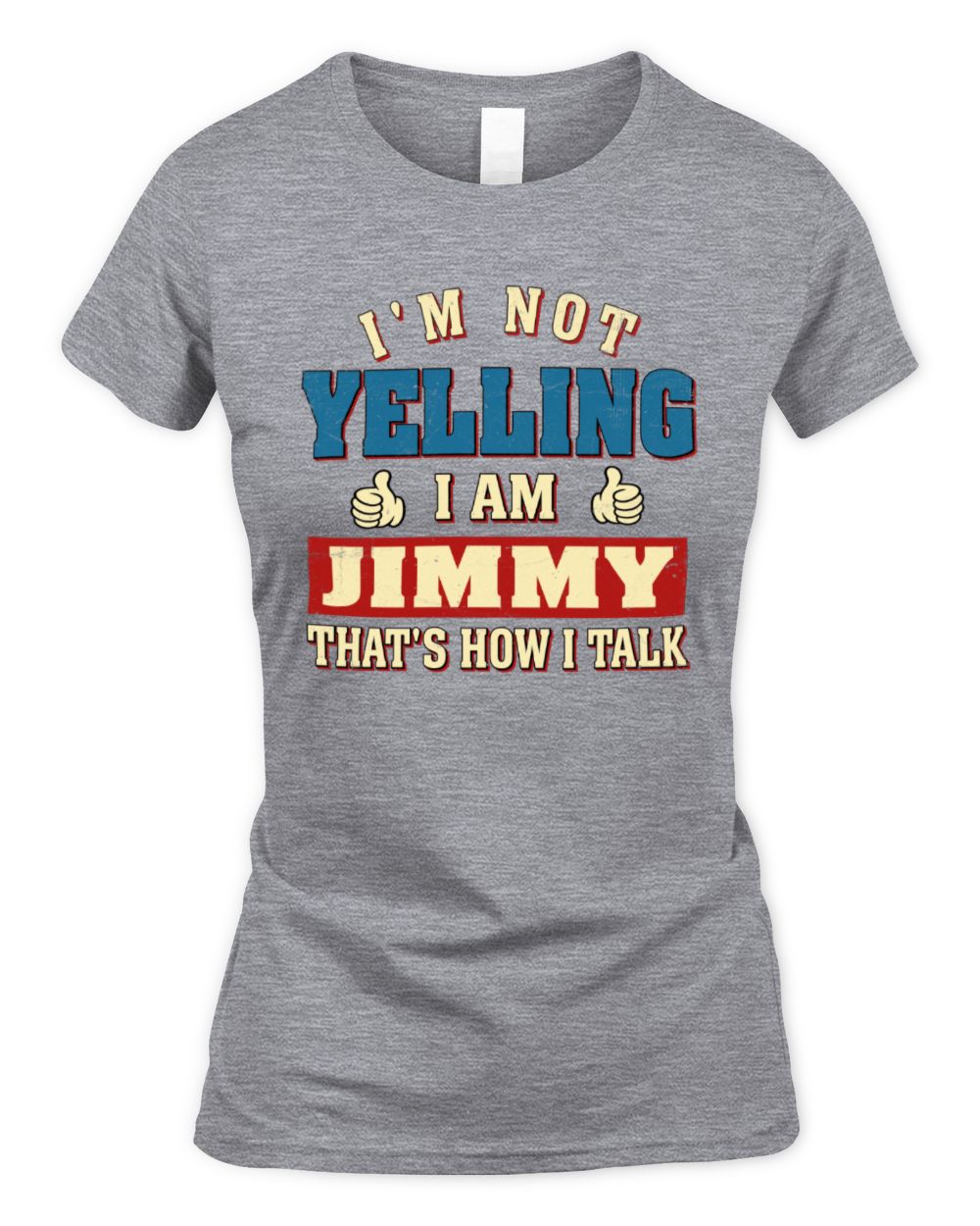 I'm Not Yelling I'm Name That's How I Talk Shirt JIMMY M1-67 / Women's Standard T-Shirt / sport grey