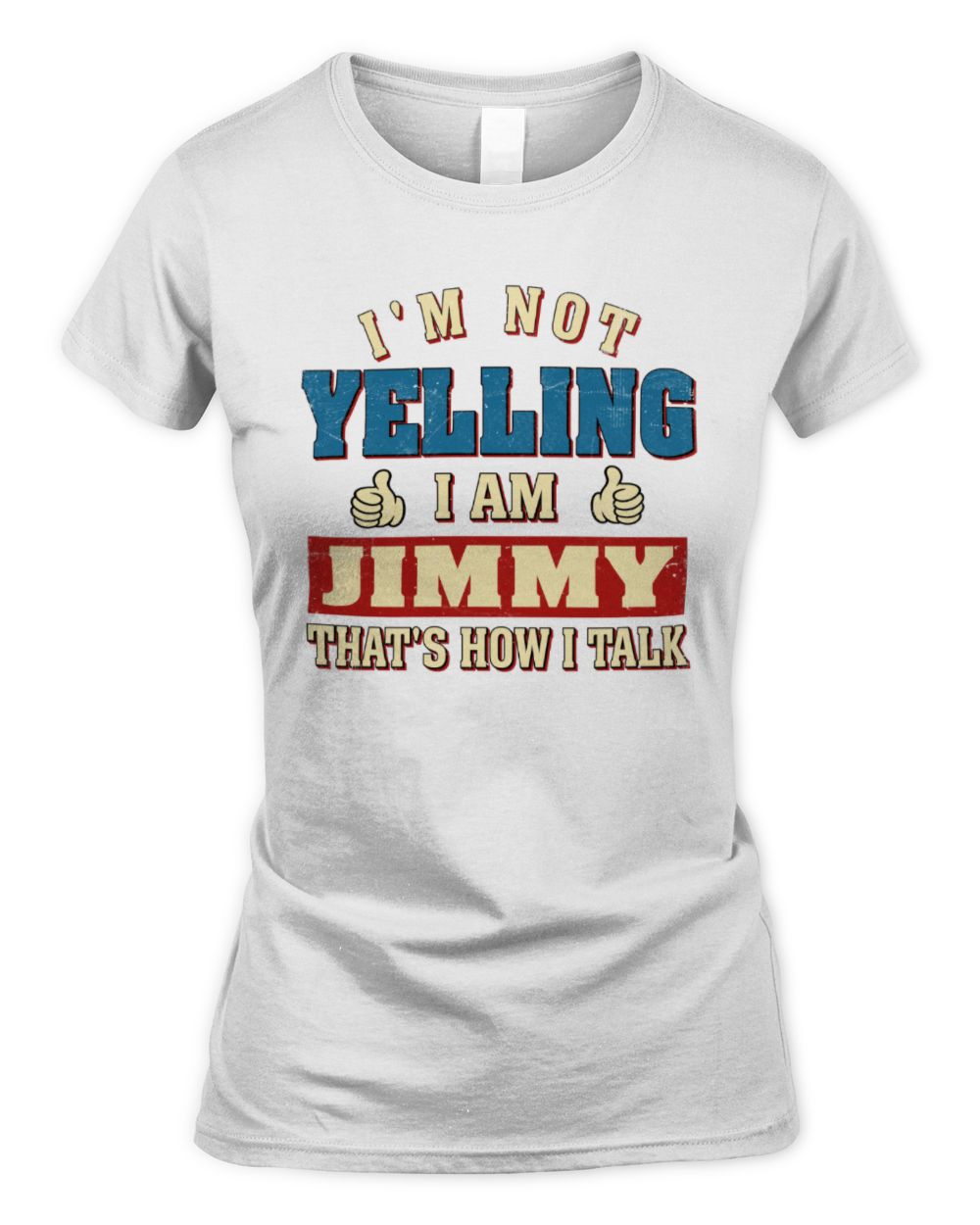I'm Not Yelling I'm Name That's How I Talk Shirt JIMMY M1-67 / Women's Standard T-Shirt / white
