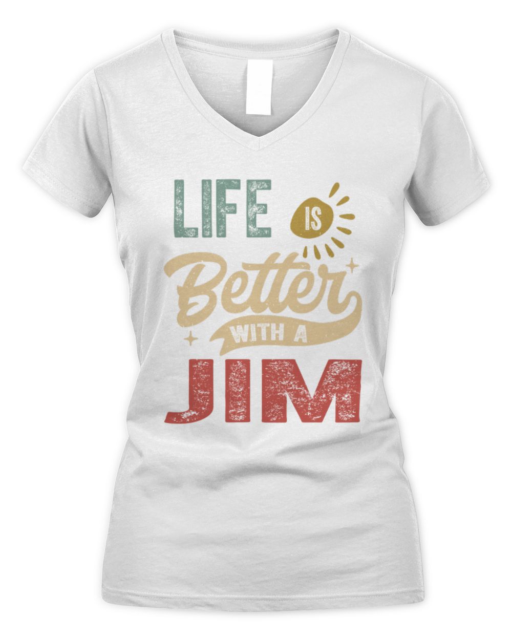 Life Is Better With a Name Personalized Retro T-Shirt JIM-48 / Women's V-Neck T-Shirt / white