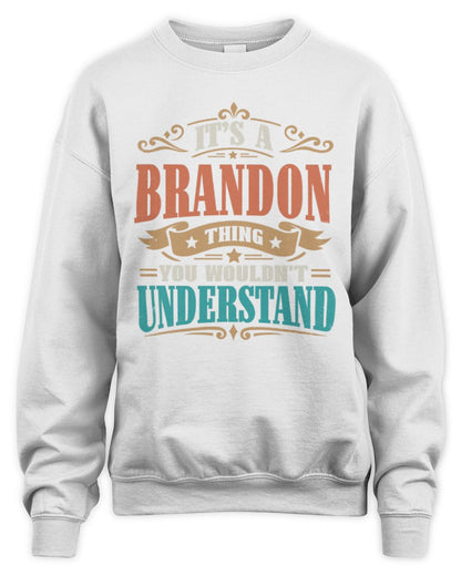 It’s a Name Thing Personalized Retro T-Shirt BRANDON M1-47 / Unisex Sweatshirt / white