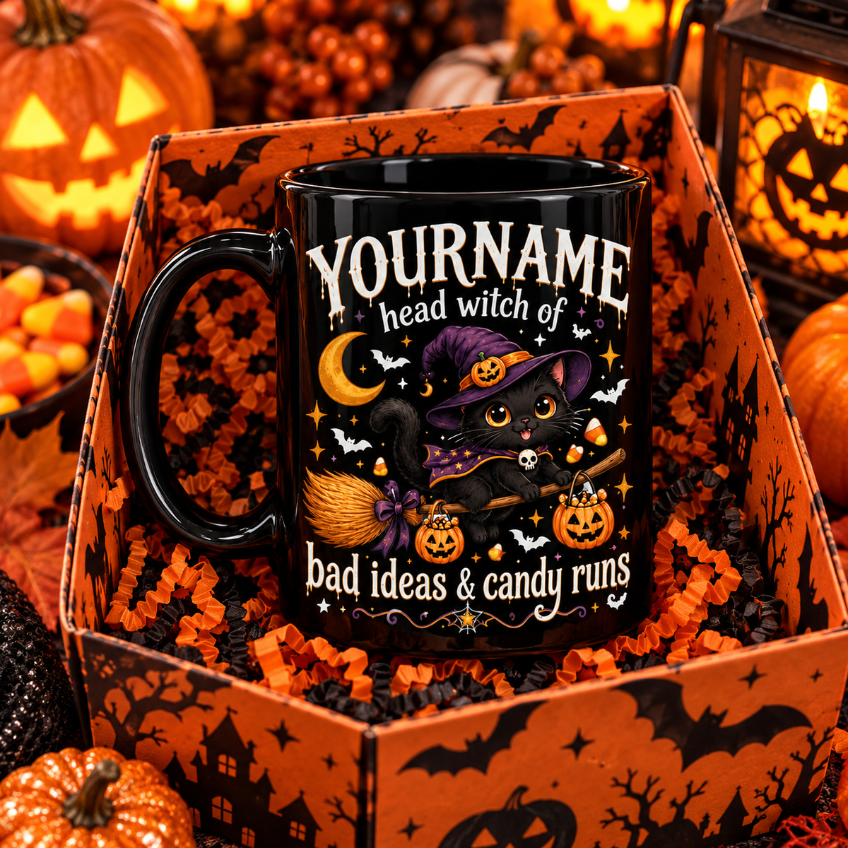 Your Name Head Witch Of Bad Ideas & Candy Runs - Personalized Mug