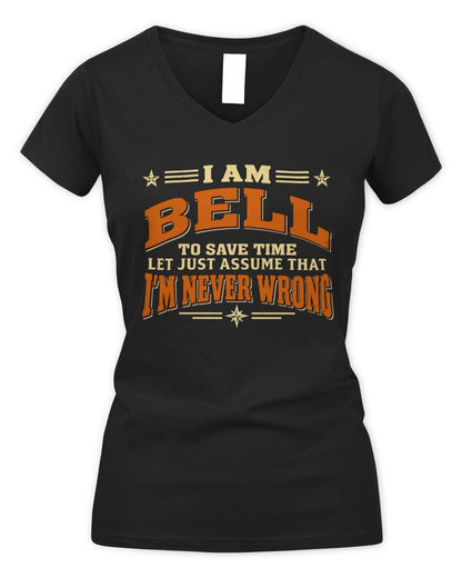 I'm Name Let's Just Assume I'm Never Wrong Retro Shirt BELL M1-64 / Women's V-Neck T-Shirt / black