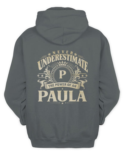 Never Underestimate Your Name Luxury Logo Shirt PAULA M1-63 / Unisex Hoodie / charcoal