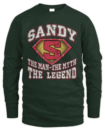 The Man The Myth The Legend Superman Graphic T-Shirt SANDY M1-74 / Men's Long Sleeved T-Shirt / forest green