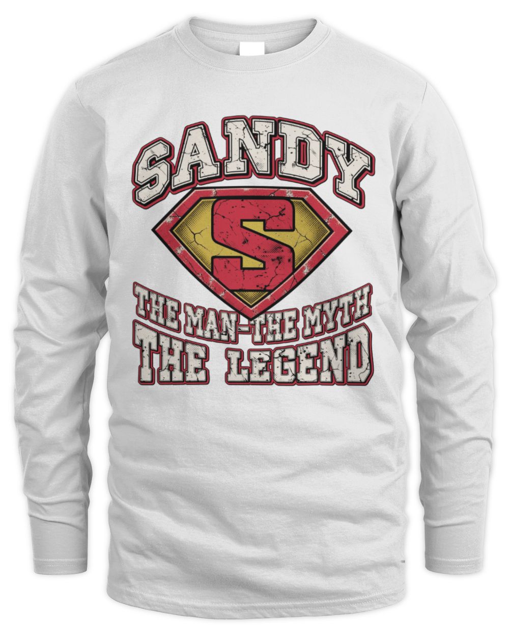 The Man The Myth The Legend Superman Graphic T-Shirt SANDY M1-74 / Men's Long Sleeved T-Shirt / white