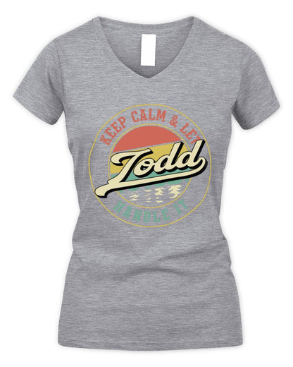Keep Calm Let Your Name Handle It Retro T-Shirt TODD M1-54 / Women's V-Neck T-Shirt / sport grey