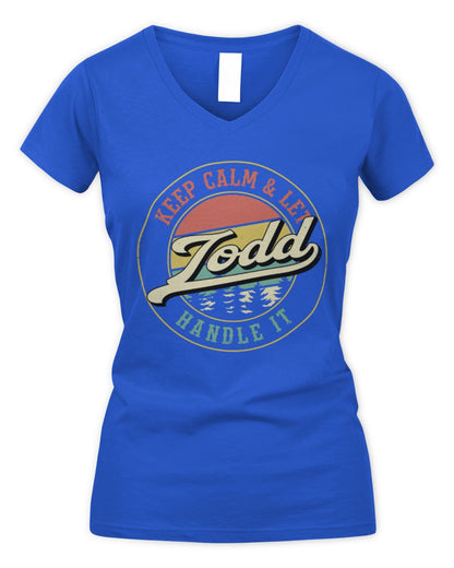 Keep Calm Let Your Name Handle It Retro T-Shirt TODD M1-54 / Women's V-Neck T-Shirt / royal