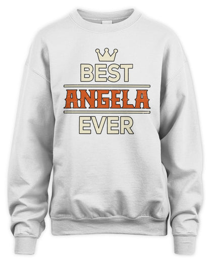 Best Your Name With Crown Shirt ANGELA M1-59 / Unisex Sweatshirt / white