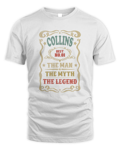 The Man The Myth The Legend Vintage Gold Wine Shirt COLLINS M1-52 / Unisex Standard T-Shirt / white