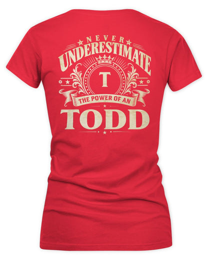 Never Underestimate Your Name Luxury Logo Shirt TODD M1-63 / Women's V-Neck T-Shirt / red