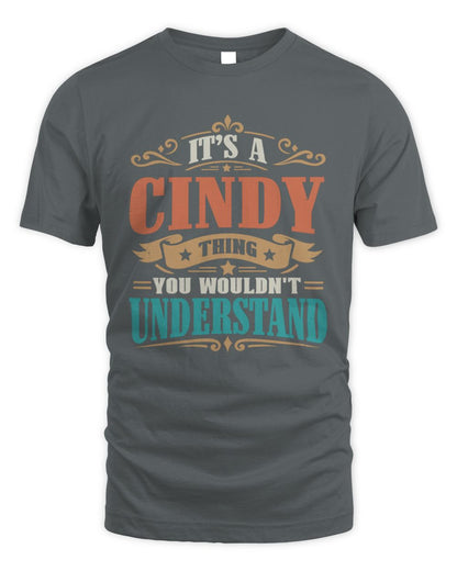 It’s a Name Thing Personalized Retro T-Shirt CINDY M1-47 / Unisex Standard T-Shirt / charcoal