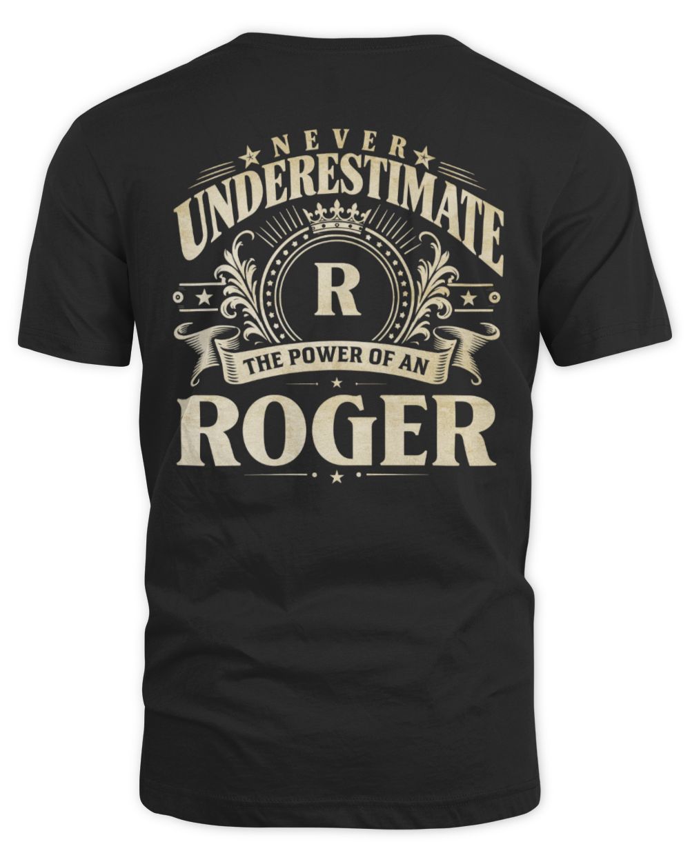 Never Underestimate Your Name Luxury Logo Shirt ROGER M1-63 / Unisex Standard T-Shirt / black