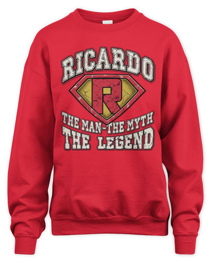 The Man The Myth The Legend Superman Graphic T-Shirt RICARDO M1-74 / Unisex Sweatshirt / red