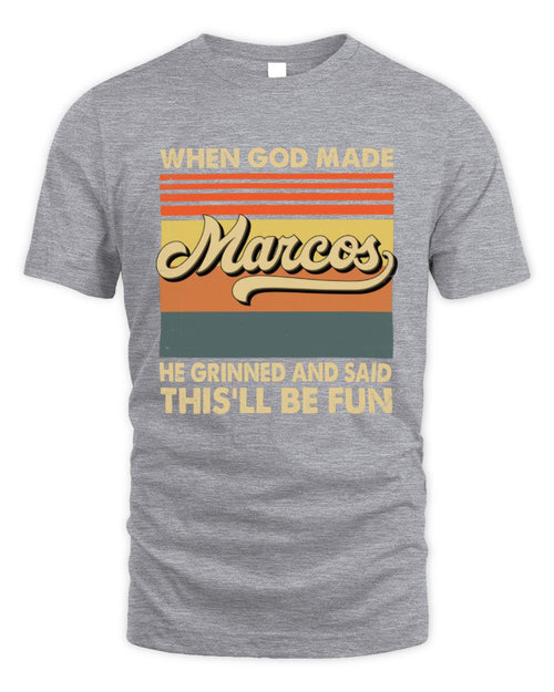 When God Made Your Name He Grinned Vintage T-Shirt MARCOS M1-55 / Unisex Standard T-Shirt / sport grey